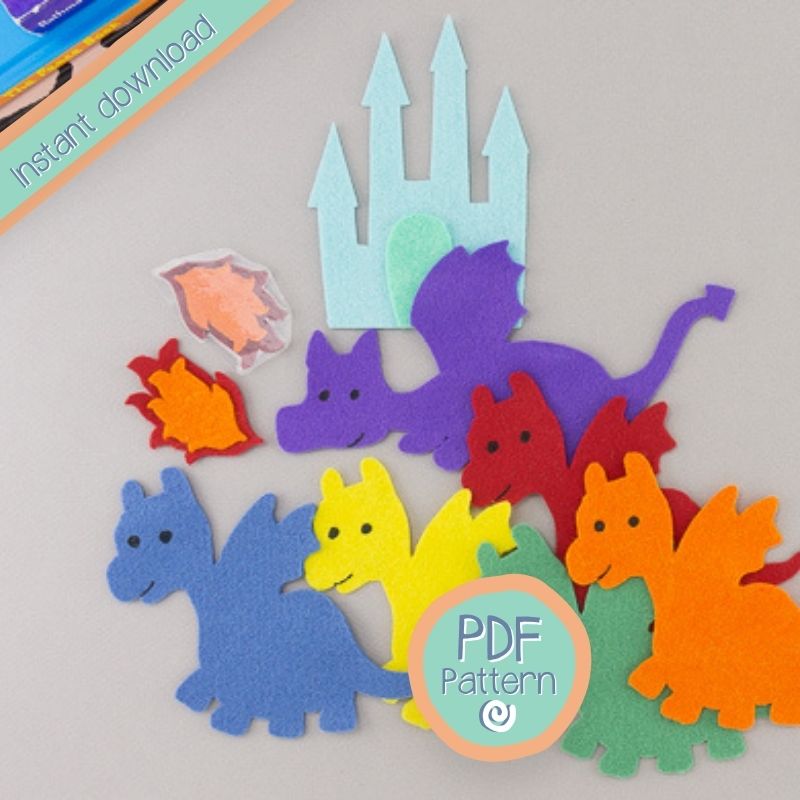 cute felt dragons with PDF text