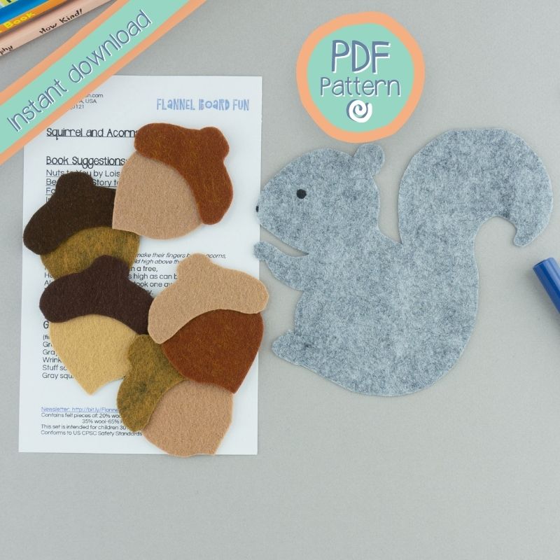 Flannel Board Squirrel Set with lyrics
