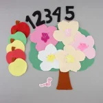felt board tree, apples, blossoms and numbers